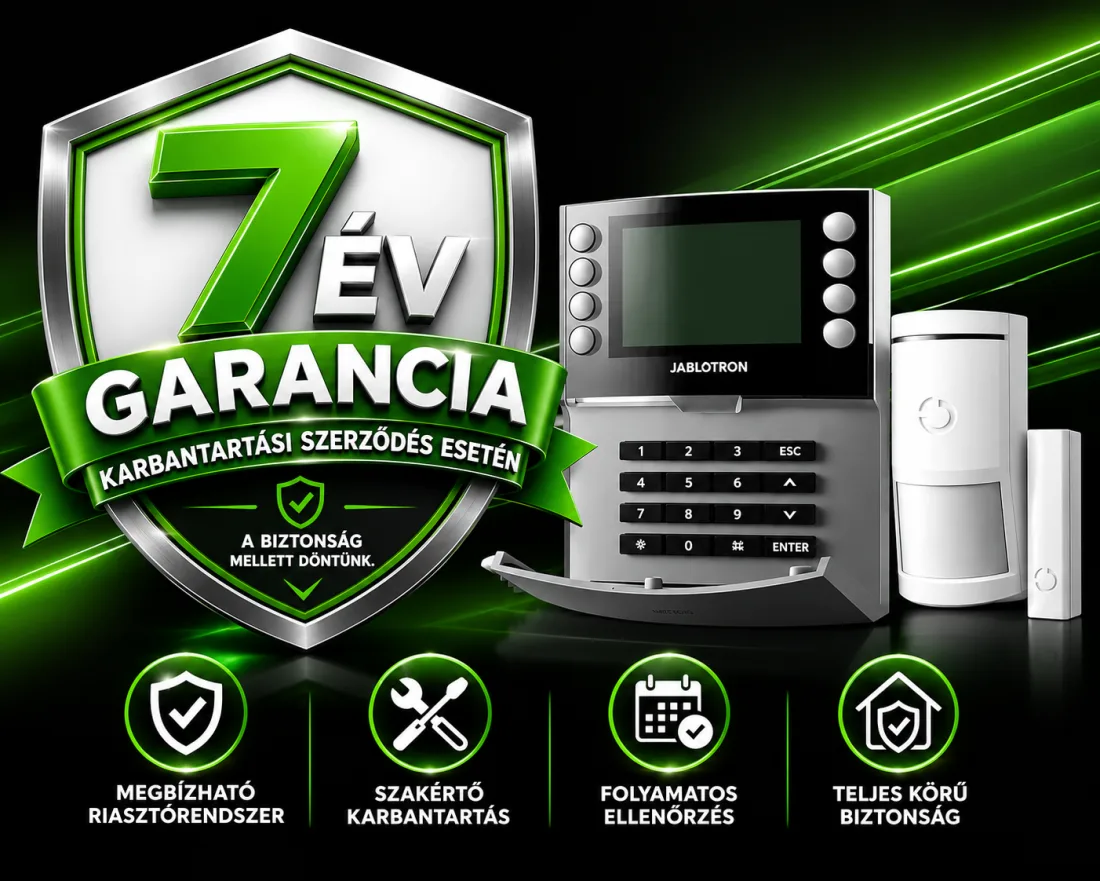 JABLOTRON Mercury riasztórendszer – 7 év garancia karbantartási szerződés esetén